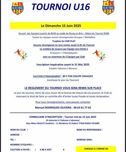 Tournoi U16 de l’AS Val de l’Yerres – Rozay-en-Brie