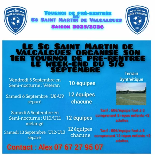 Tournoi de pré-rentrée 2025 U13 du SC Saint-Martin-de-Valgalgues