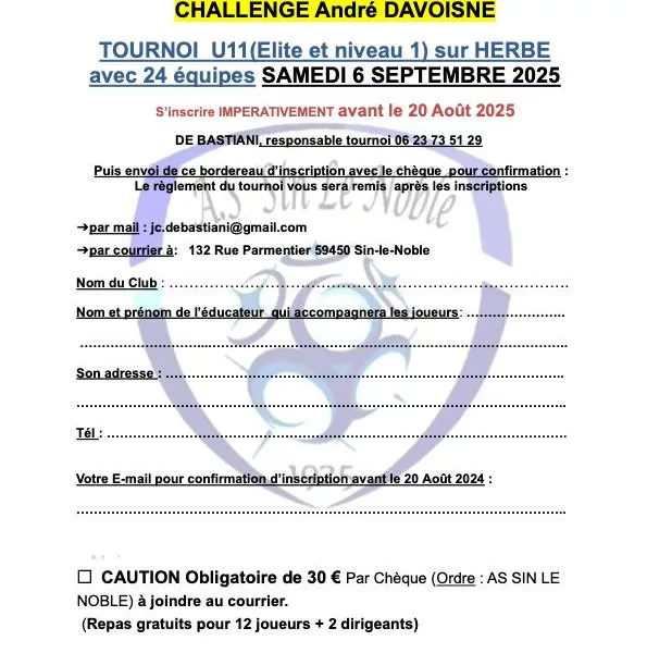 Challenge André Davoisne 2025 U11 de l’AS Sin-le-Noble
