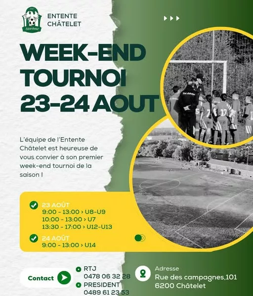 Week-end Tournoi 2025 U14 de l’Entente Châtelet – Châtelet