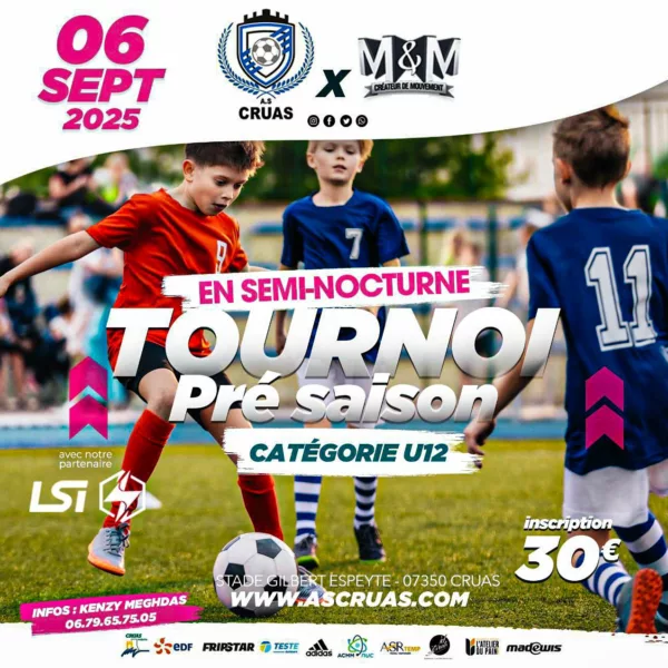 Tournoii de Pré-saison 2025 U12 de l’AS Cruas