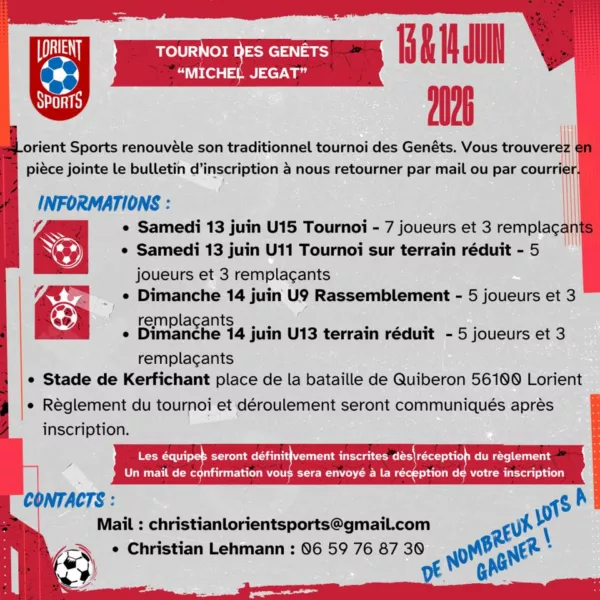 Tournois des Genêts Michel Jégat 2026 U9 & U13 de Lorient Sports
