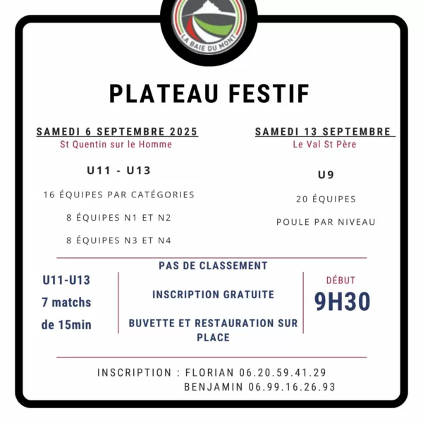 Plateau Festif 2025 U9 du Groupement de La Baie du Mont – Saint-Quentin-sur-le-Homme