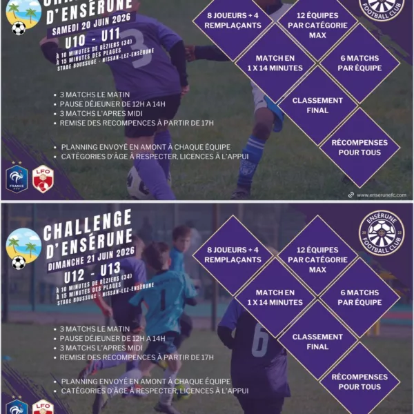 Challenge d’Ensérine 2026 U10 & U11 du Ensérune FC – Colombiers