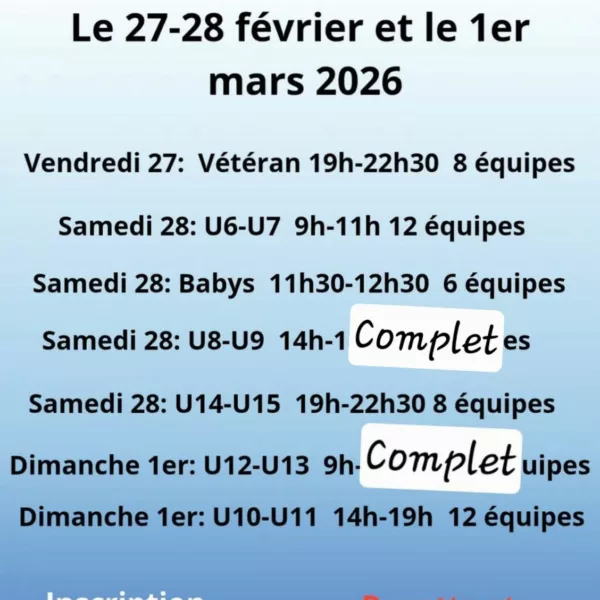 Tournois en salle 2026 U11 & U13 du SCF Achicourt