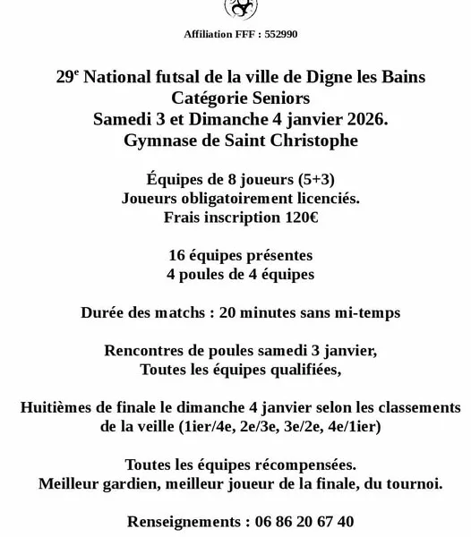 National Futsal 2026 Seniors – Digne-les-Bains
