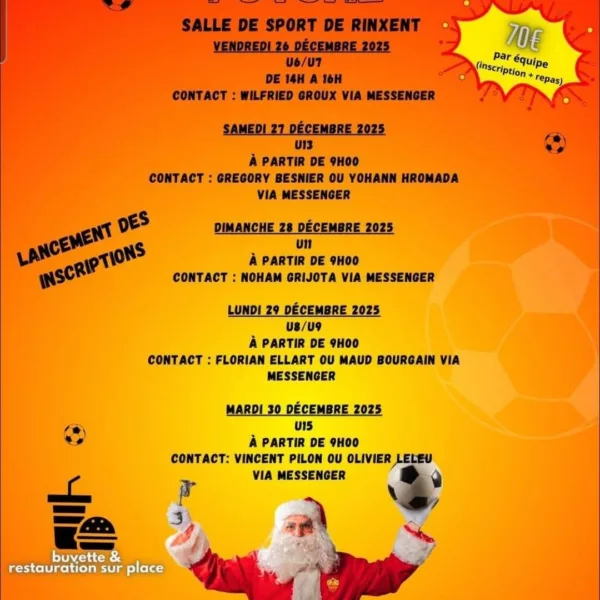 Tournoi de Noël 2025 Futsal U15 de l’US Ouvrière Rinxent Hydrequent – Rinxent