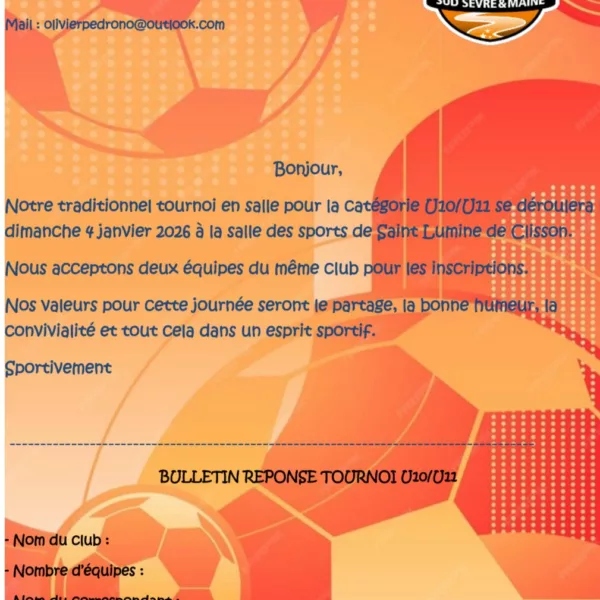 Tournoi en salle 2026 U11 du Sud Sèvre & Maine – Saint-Lumine-de-Clisson