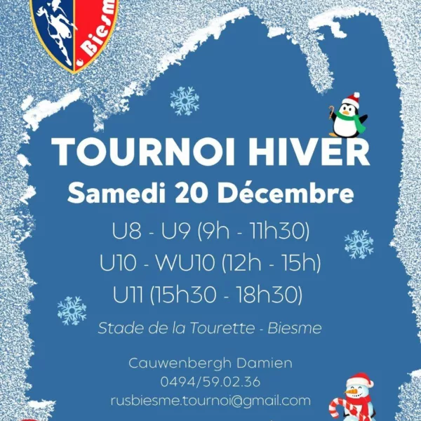 Tournoi Hiver 2025 U8, U9, U10, U10 F & U11 du RUS Biesme
