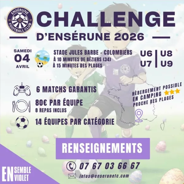 Challenge d’Ensérine 2026 U6, U7, U8 & U9 du Ensérune FC – Colombiers