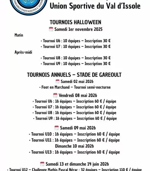 Tournoi 2026 U6, U7, U8 & U9 de l’US Val d’Issole – Garéoult