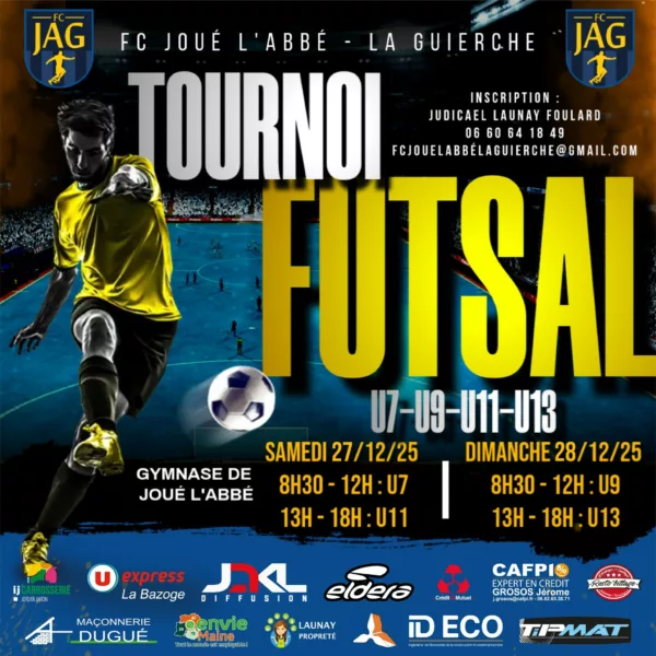 Tournoi Futsal 2025 U9 & U13 du FC JAG – La Guierche