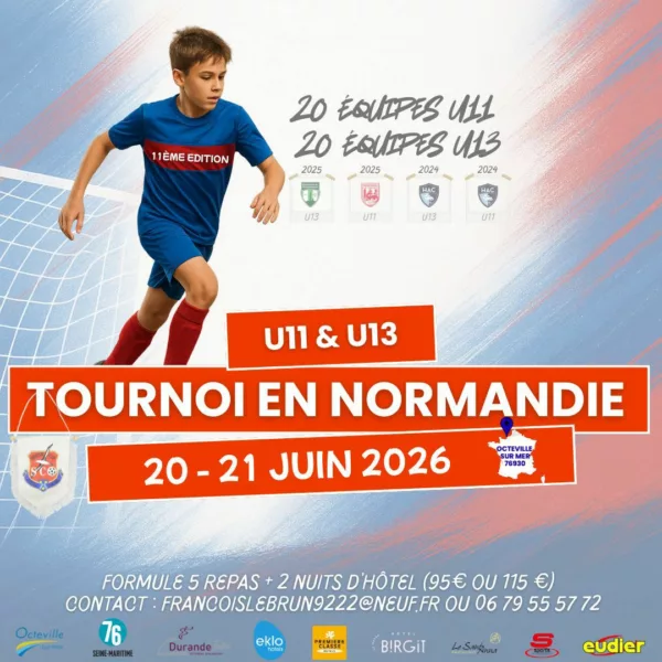 Tournoi en Normandie 2026 U11 & U13 d’Octeville-sur-Mer