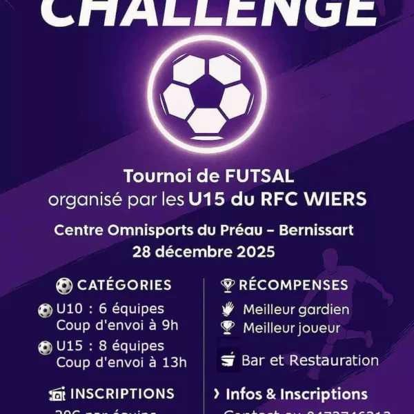 Tournois en salle 2025 U10 & U15 de RFC Wiers
