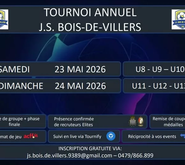 Tournois 2026 U11, U12 & U13 de J.S. Bois-de-Villers