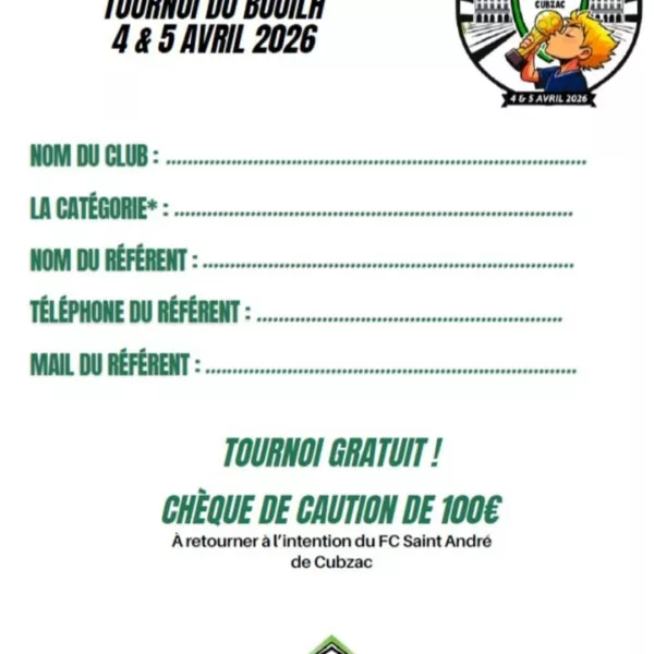 Tournoi du Bouilh 2026 U9, U11 & U12 du FC Saint-André-de-Cubzac