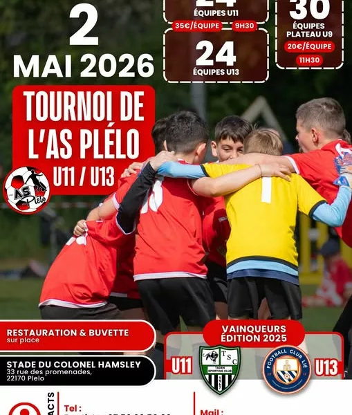 Tournoi 2026 U9, U11 & U13 de l’AS Plélo