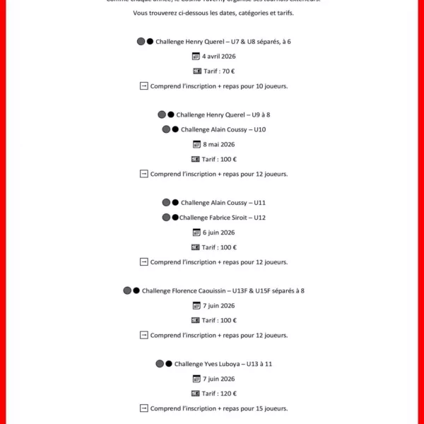 Challenge Henry Querel 2026 U7 & U8 du Cosmo Taverny