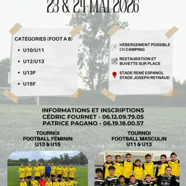 Tournoi de Pentecôte 2026 U11, U13, U13F & U15F Caderousse