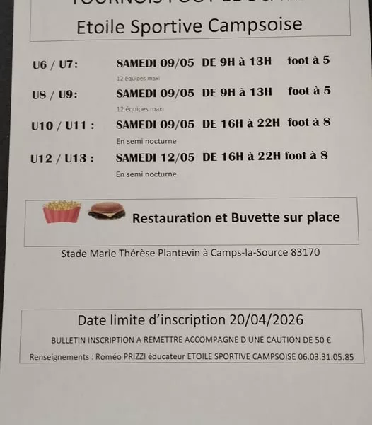 Tournoi 20216 U13 de l&rsquo;ES Sportive Campsoise – Camps-la-Source