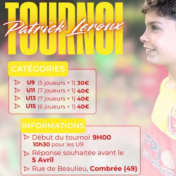 Tournoi Patrick Leroux 2026 U9, U11, U13 & U15 – Combrée