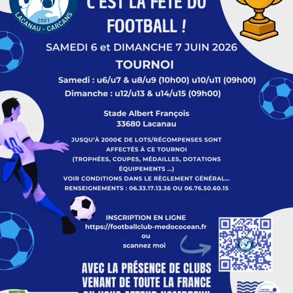 Tournoi 2026 U13 & U15 du FC Médoc Océan Lacanau
