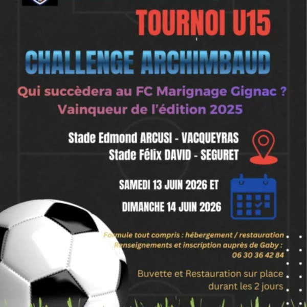 Challenge Atchimbaud 2026 U15 du Dentelles FC – Sablet