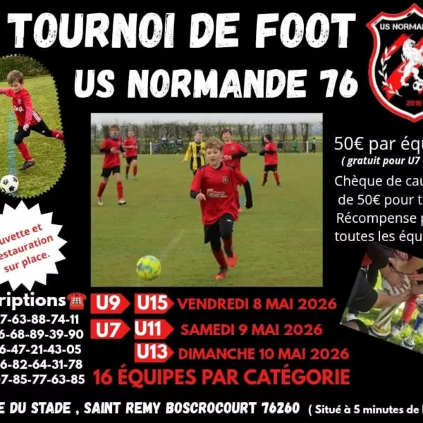 Tournoi 2026 U13 de l&rsquo;US Normandie 76 – Saint-Rémy-Boscrocourt