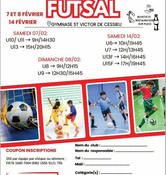 Tournoi Futsal 2026 U6, U7, U13F & U15F du FCVM – Montrevel