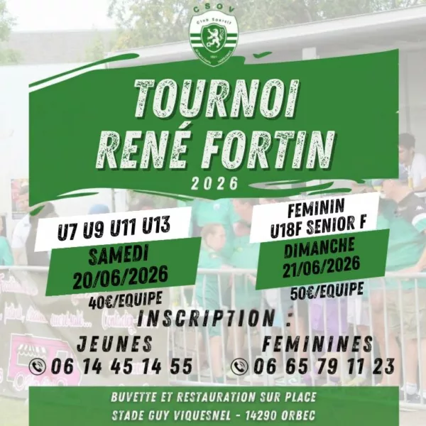 Tournoi René Fortin 2026 U18F & Seniors F du CSOV – Orbec