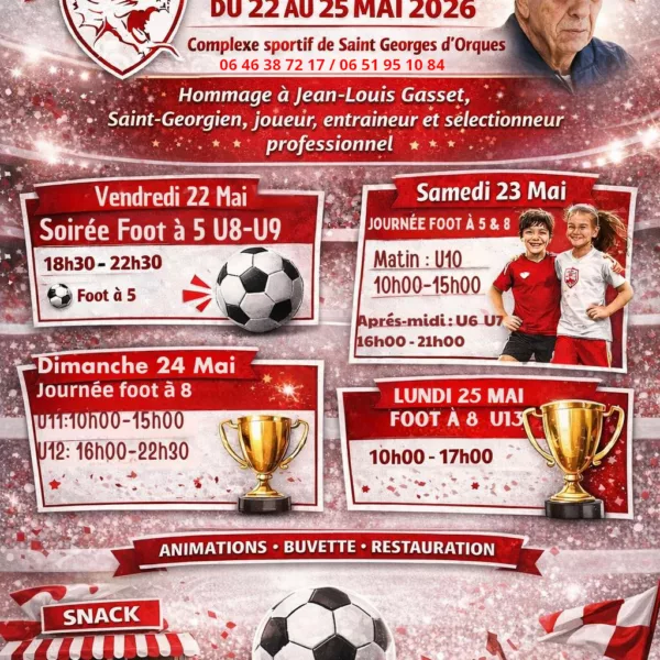 Tournoi National Jean-Louis Gasset 2026 U13 – du RCSGO – Saint-Georges-d’Orques