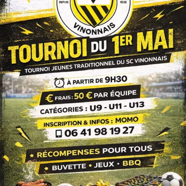 Tournoi du 1er mai 2026 U9, U11 & U13 du SC Vinonnais – Vinon-sur-Verdon